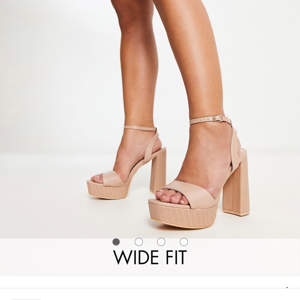 Glamorous Beige Platform Heels